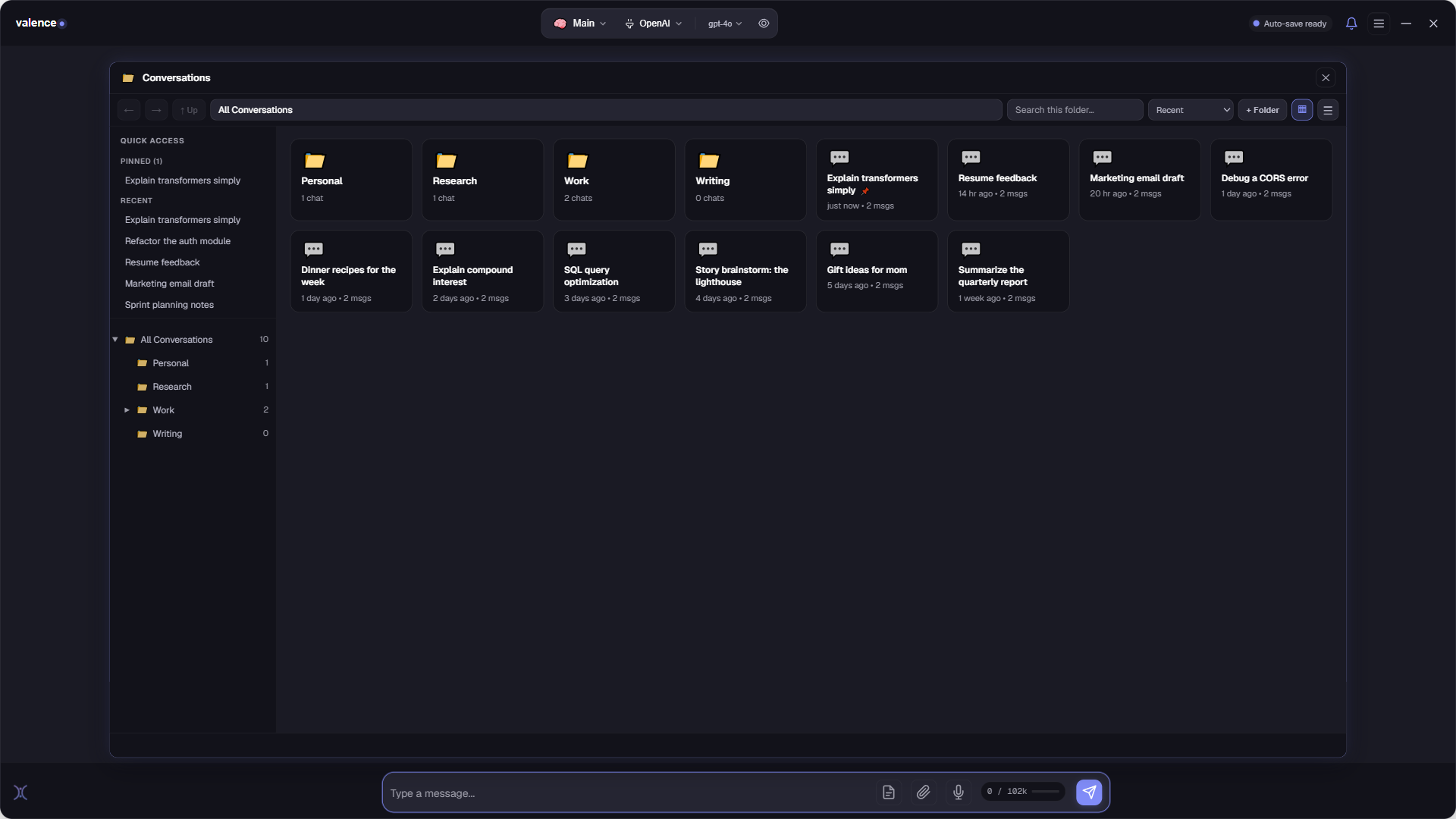 Valence Conversation Explorer - browse, search, and organize every conversation in real folders