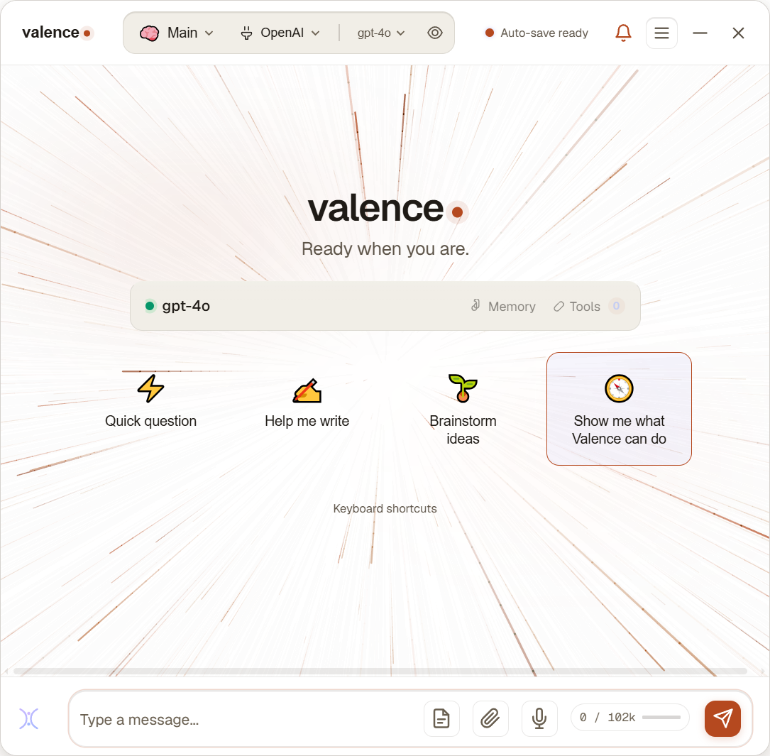 Valence theme-matched ink effects - the hyperspace effect drawn in warm sepia ink on the Bone & Ink light theme