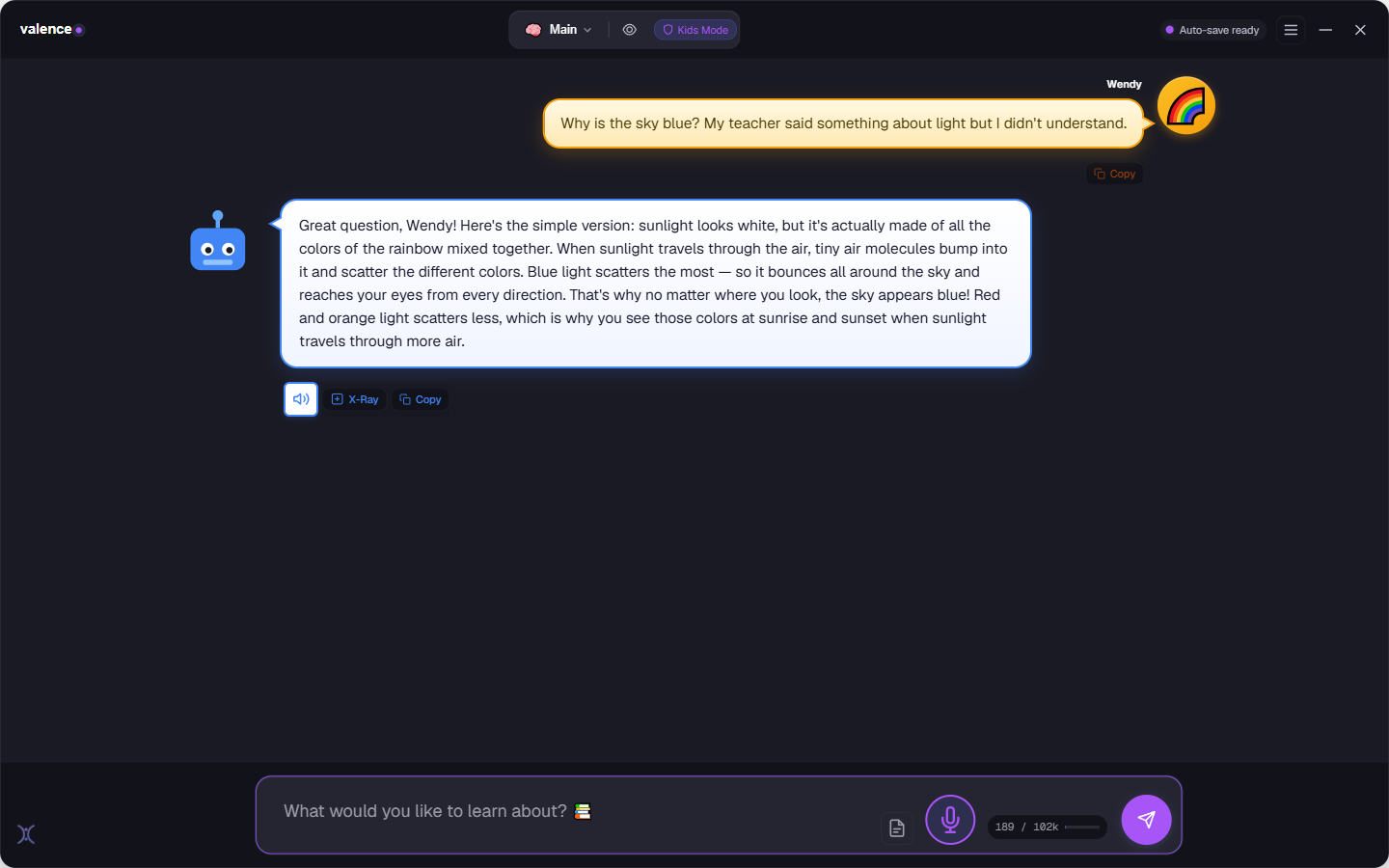 The Kids Mode landing page with friendly, age-appropriate category cards like Story Time, Homework Help and Science Lab.
